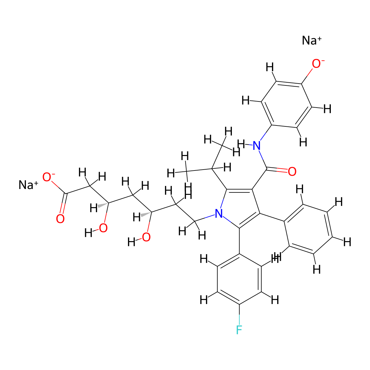 4-Hydroxy Atorvastatin Disodium Salt molecular structure, CAS 1276537-18-8