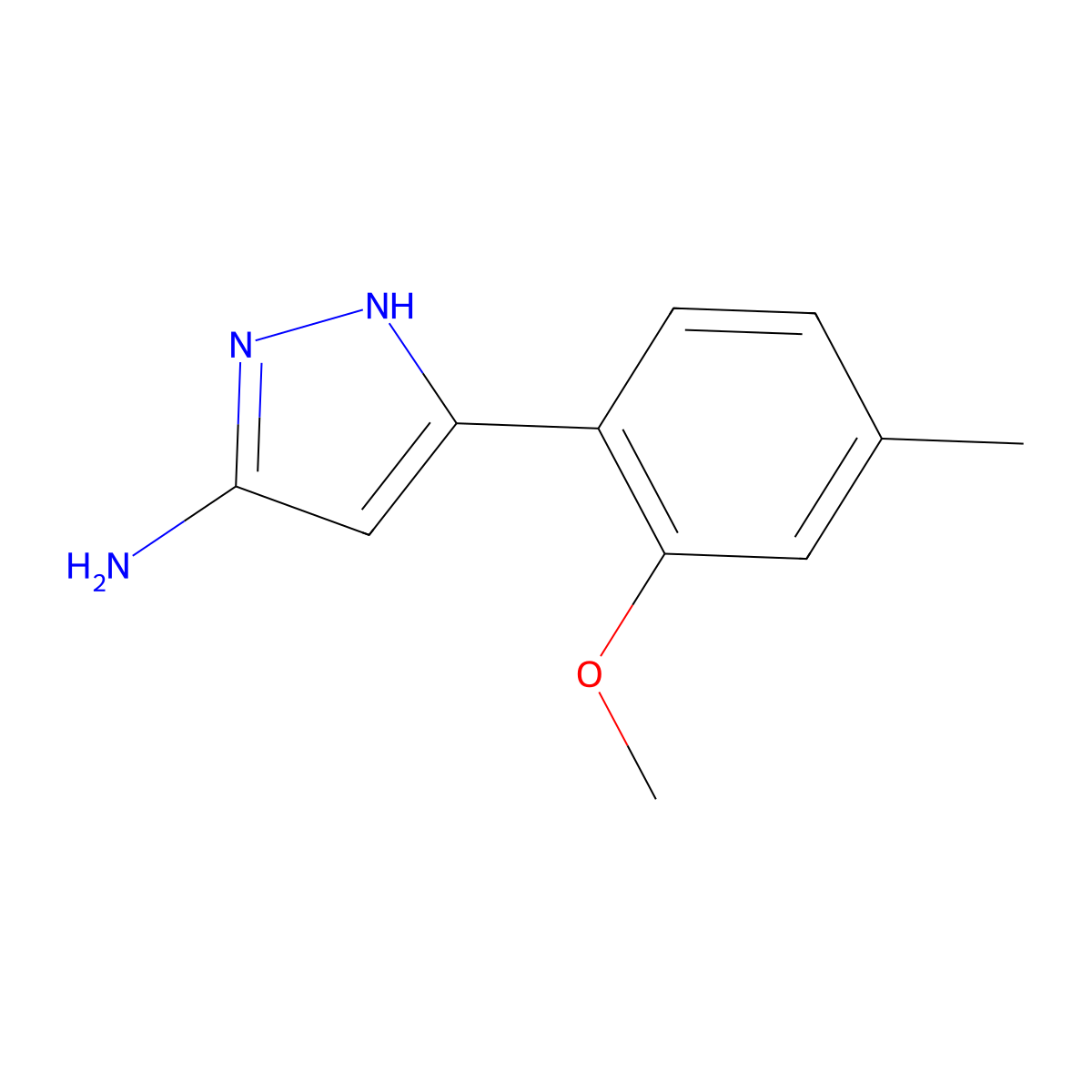 5-(2-methoxy-4-methylphenyl)-1H-pyrazol-3-amine molecular structure, CAS 1276540-89-6