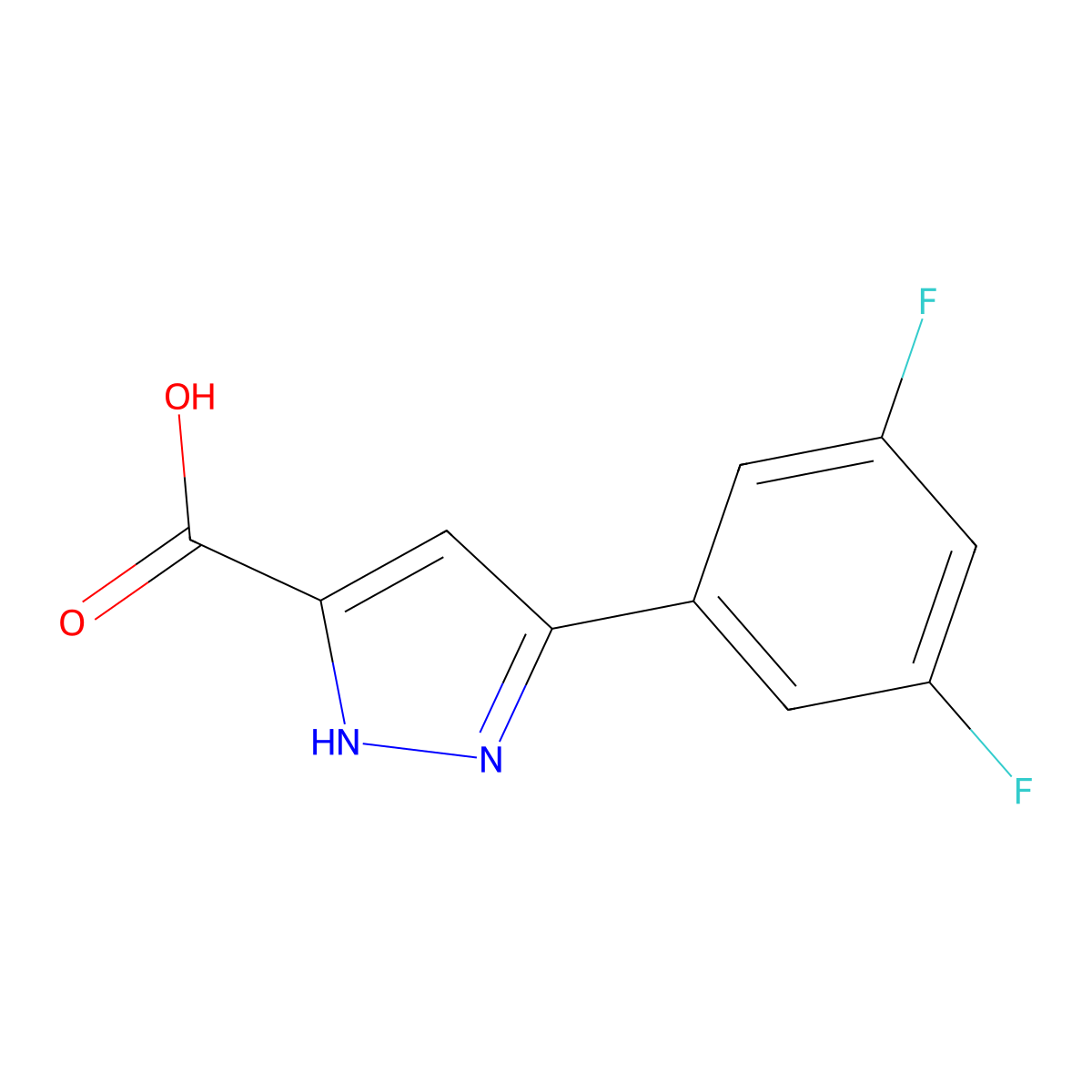 3-(3,5-difluorophenyl)-1H-pyrazole-5-carboxylic acid molecular structure, CAS 1276541-99-1