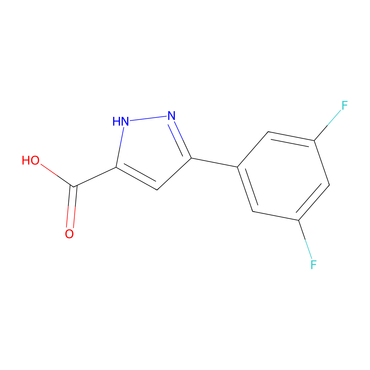 3-(3,5-difluorophenyl)-1H-pyrazole-5-carboxylic acid molecular structure, CAS 1276541-99-1