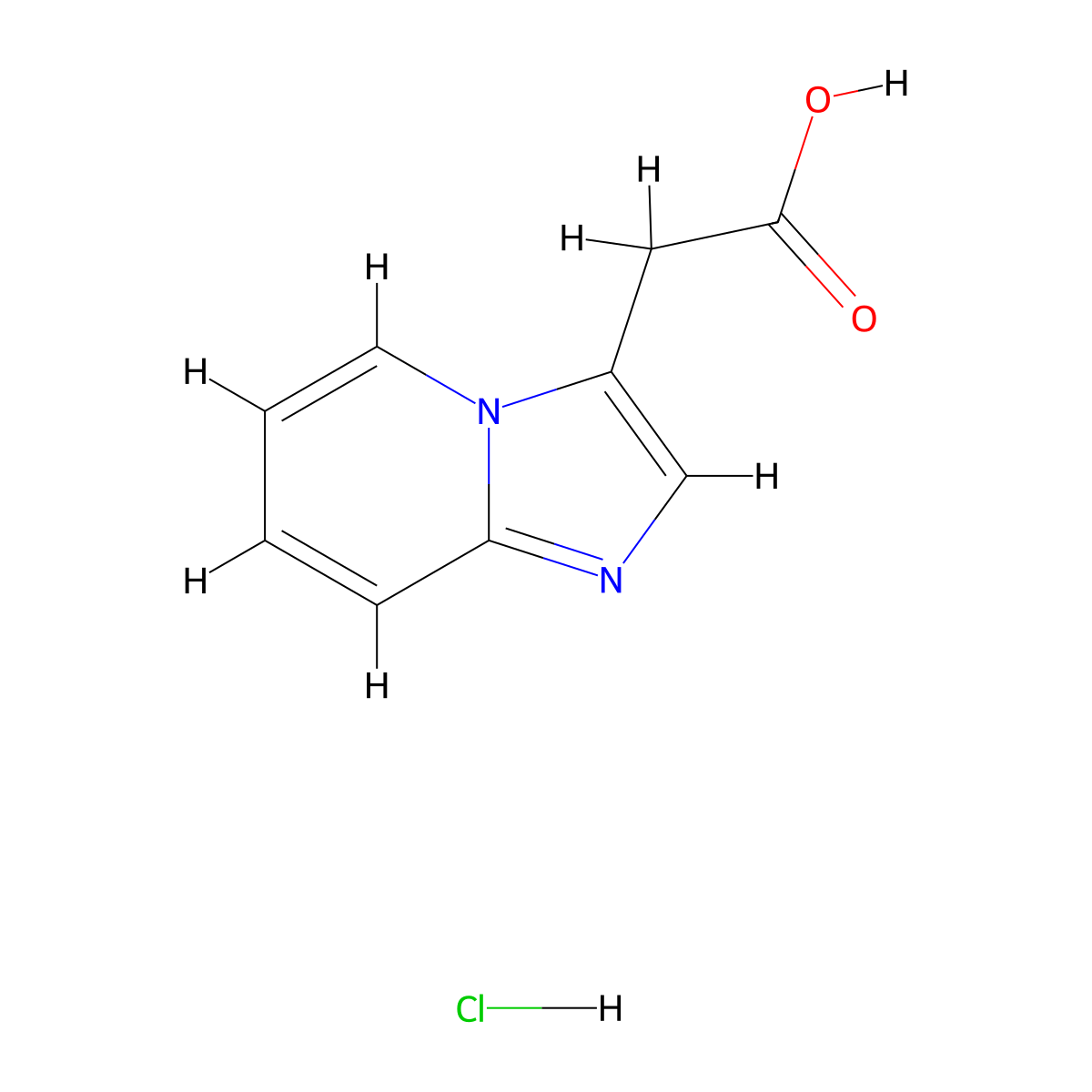 2-(Imidazo[1,2-a]pyridin-3-yl)acetic acid hydrochloride molecular structure, CAS 127657-46-9