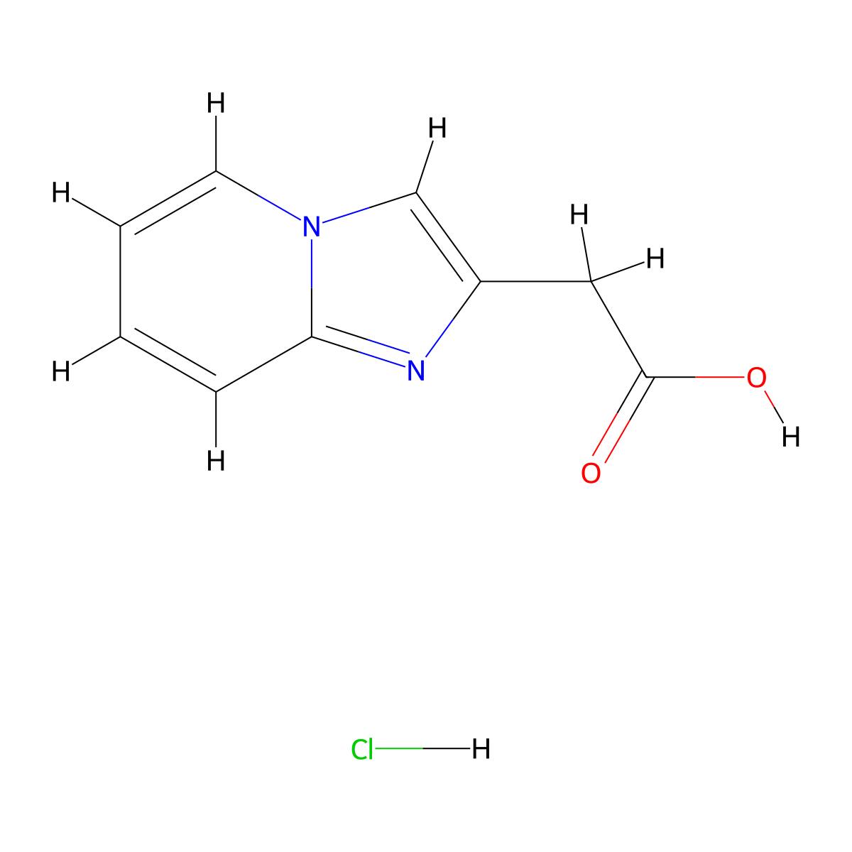 2-(Imidazo(1,2-a)pyridin-2-yl)acetic acid hydrochloride molecular structure, CAS 127657-47-0