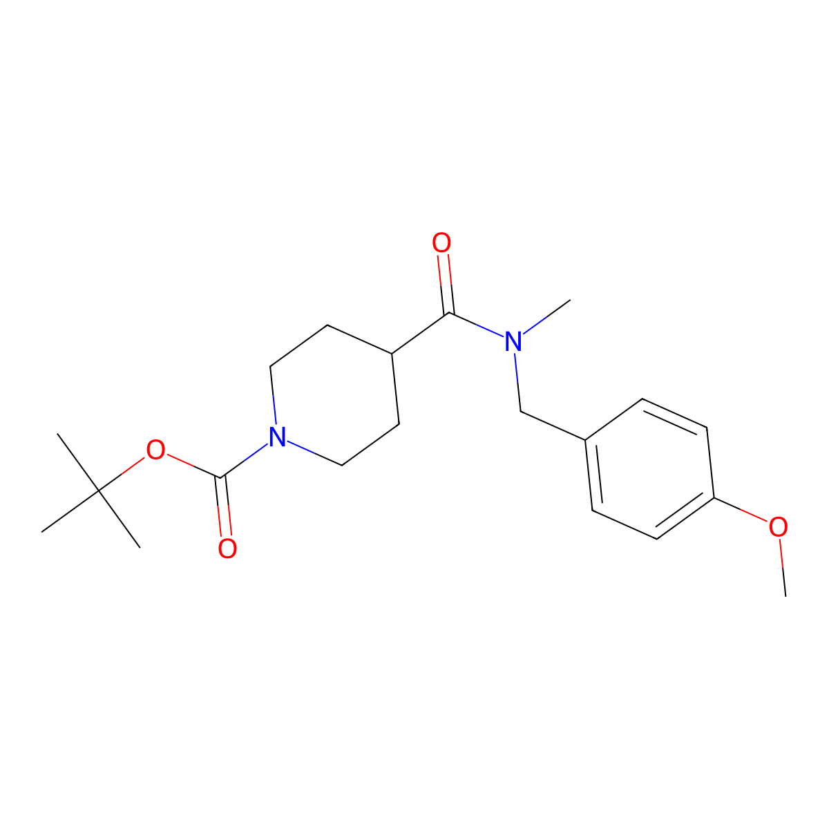 tert-Butyl 4-((4-methoxybenzyl)(methyl)carbamoyl)piperidine-1-carboxylate molecular structure, CAS 1276578-96-1