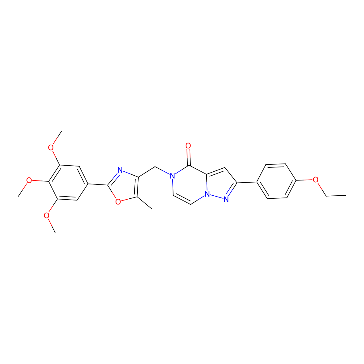 2-(4-ethoxyphenyl)-5-((5-methyl-2-(3,4,5-trimethoxyphenyl)oxazol-4-yl)methyl)pyrazolo[1,5-a]pyrazin-4(5H)-one molecular structure, CAS 1276591-69-5