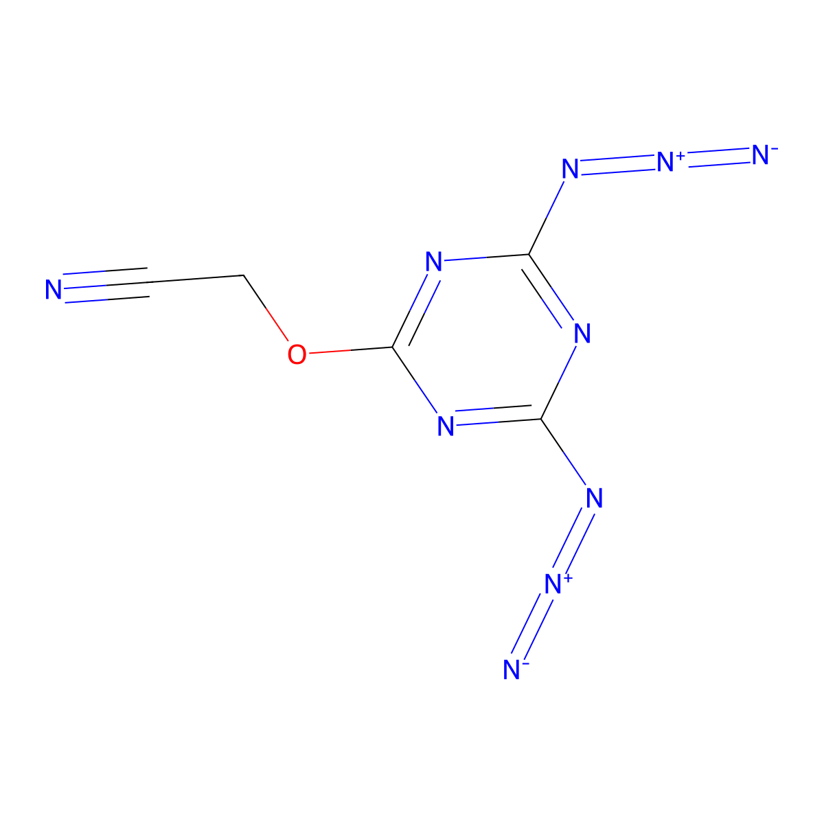 Acetonitrile, ((4,6-diazido-1,3,5-triazin-2-yl)oxy)- molecular structure, CAS 127660-99-5