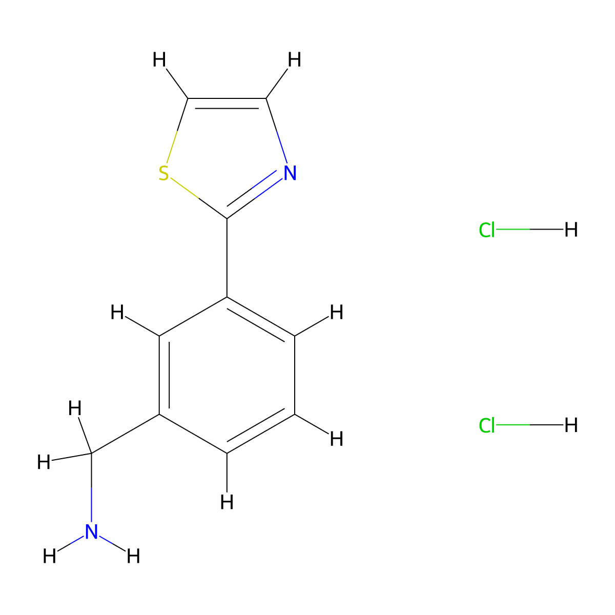 (3-(Thiazol-2-yl)phenyl)methanamine dihydrochloride molecular structure, CAS 1276631-20-9