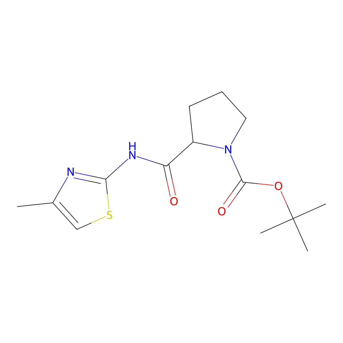 tert-Butyl 2-[(4-methyl-1,3-thiazol-2-yl)carbamoyl]pyrrolidine-1-carboxylate molecular structure, CAS 1276647-95-0