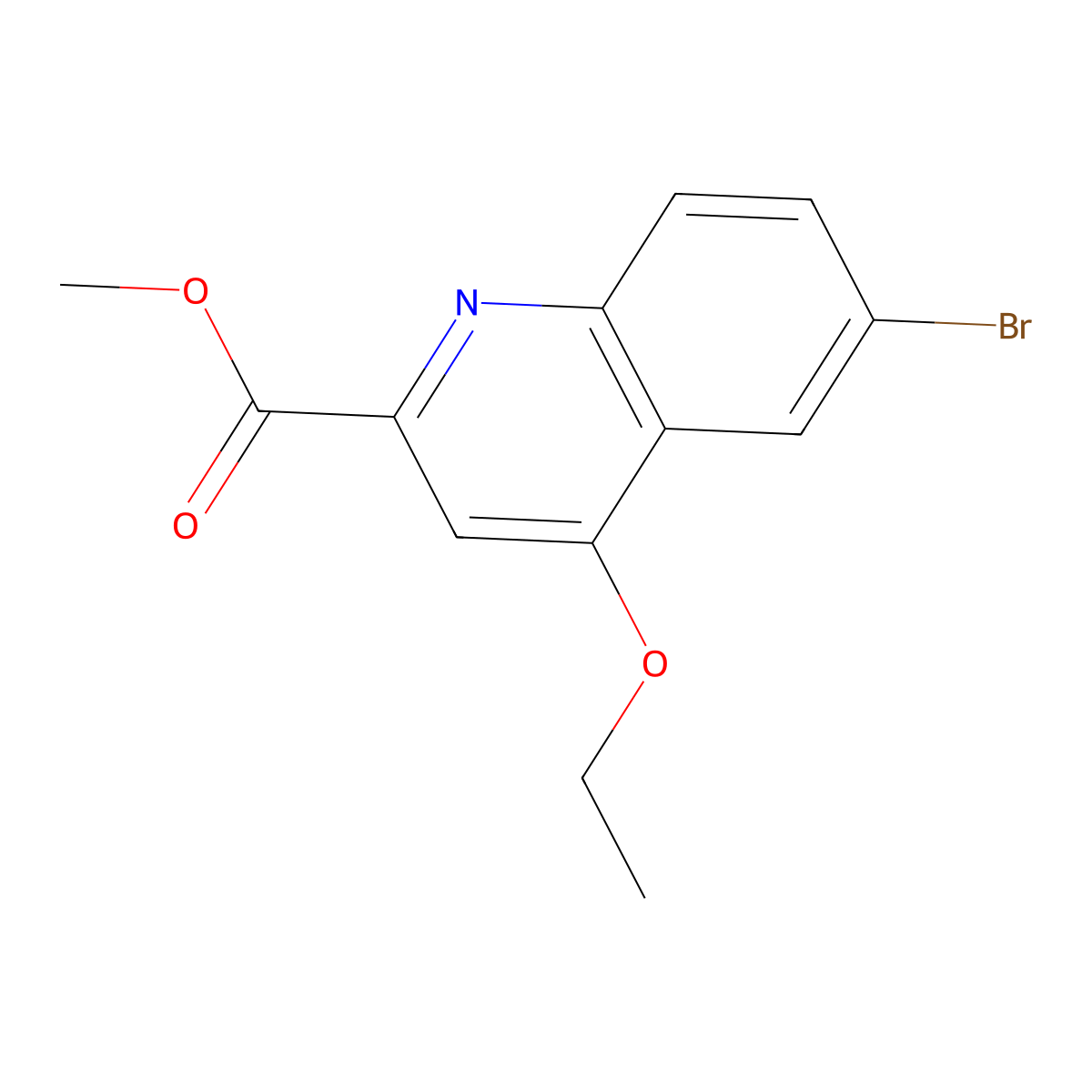 Methyl 6-bromo-4-ethoxy-2-quinolinecarboxylate molecular structure, CAS 1276656-45-1