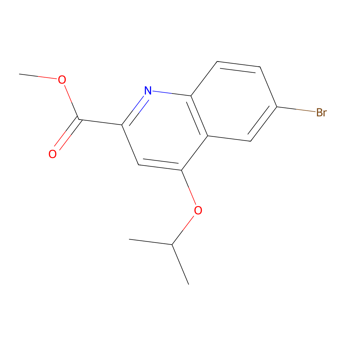 Methyl 6-bromo-4-isopropoxyquinoline-2-carboxylate molecular structure, CAS 1276656-47-3