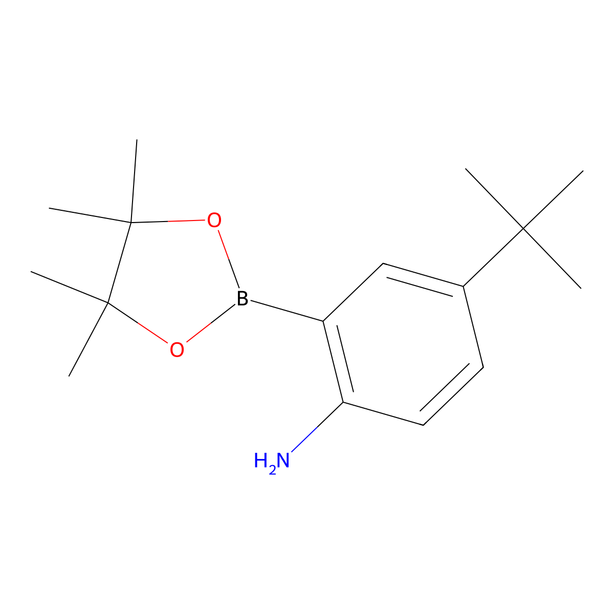 Benzenamine, 4-(1,1-dimethylethyl)-2-(4,4,5,5-tetramethyl-1,3,2-dioxaborolan-2-yl)- molecular structure, CAS 1276656-57-5