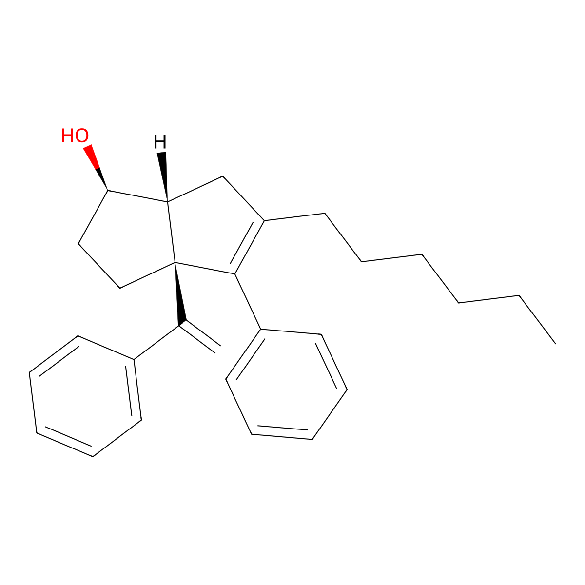 (1r,3ar,6ar)-5-Hexyl-4-Phenyl-3a-(1-Phenylethenyl)-1,2,3,3a,6,6a-Hexahydropentalen-1-Ol molecular structure, CAS 1276664-20-0