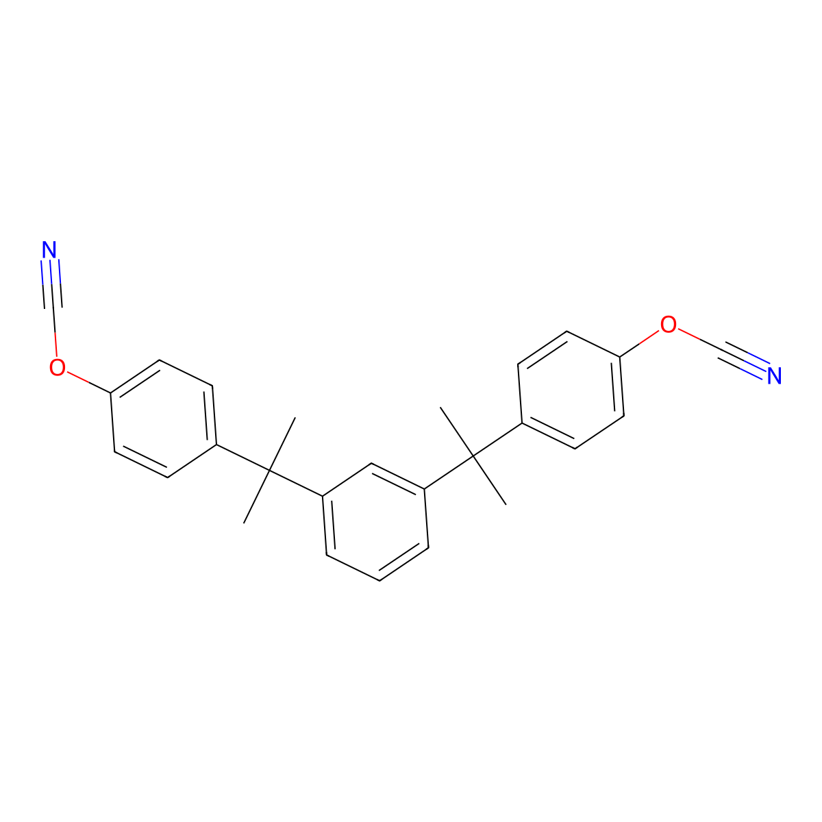 Cyanic acid, C,C'-[1,3-phenylenebis[(1-methylethylidene)-4,1-phenylene]] ester molecular structure, CAS 127667-44-1