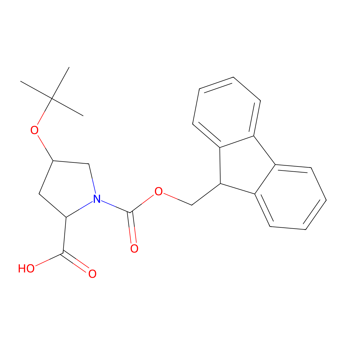 (2R,4R)-4-(tert-butoxy)-1-[(9H-fluoren-9-ylmethoxy)carbonyl]pyrrolidine-2-carboxylic acid molecular structure, CAS 1276694-30-4