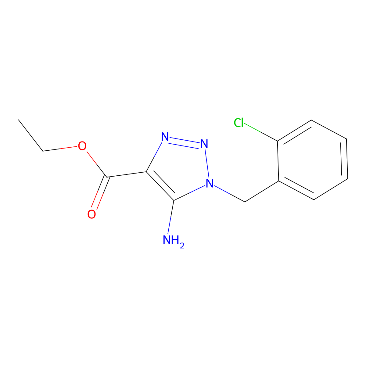 ethyl 5-amino-1-(2-chlorobenzyl)-1H-1,2,3-triazole-4-carboxylate molecular structure, CAS 127686-06-0