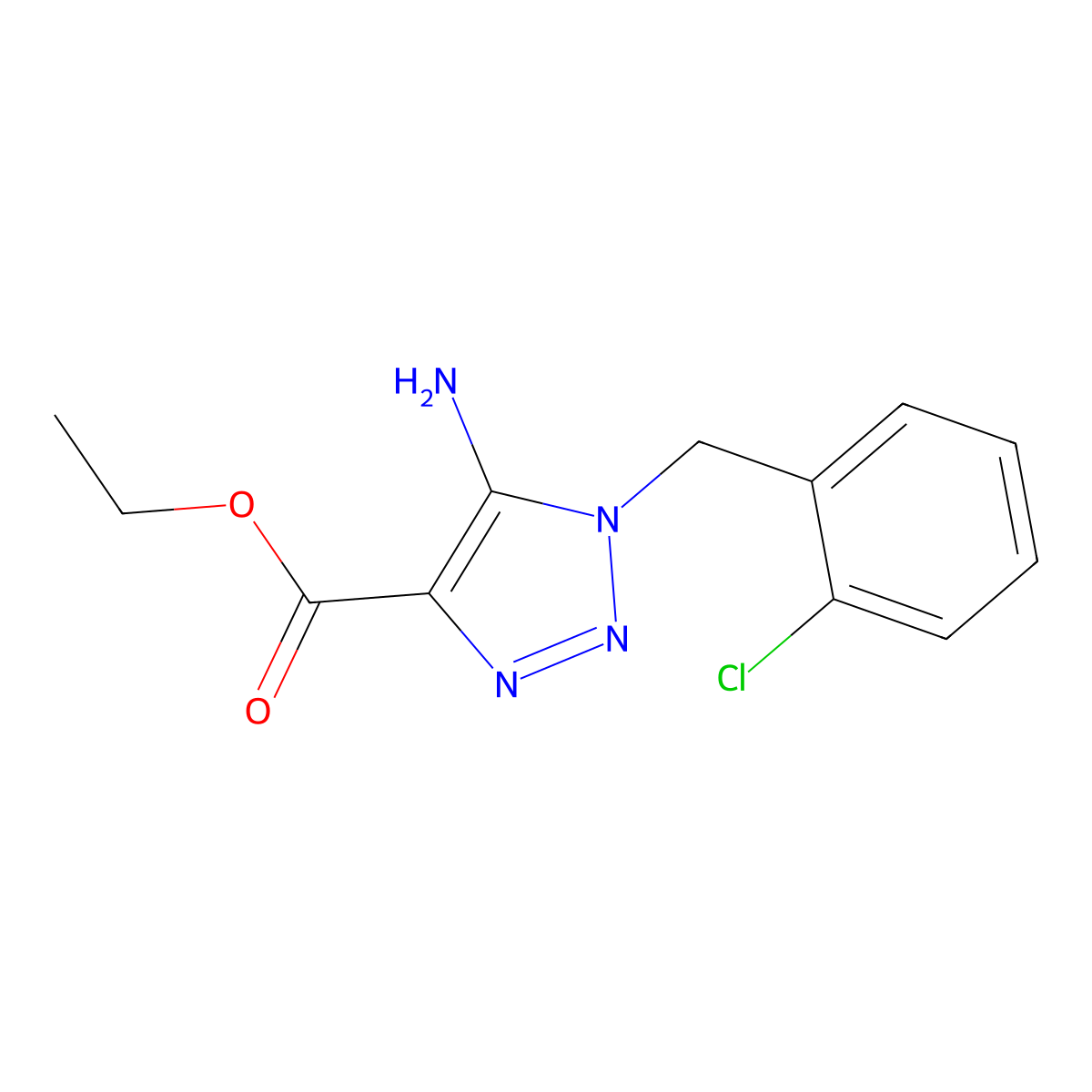 ethyl 5-amino-1-(2-chlorobenzyl)-1H-1,2,3-triazole-4-carboxylate molecular structure, CAS 127686-06-0