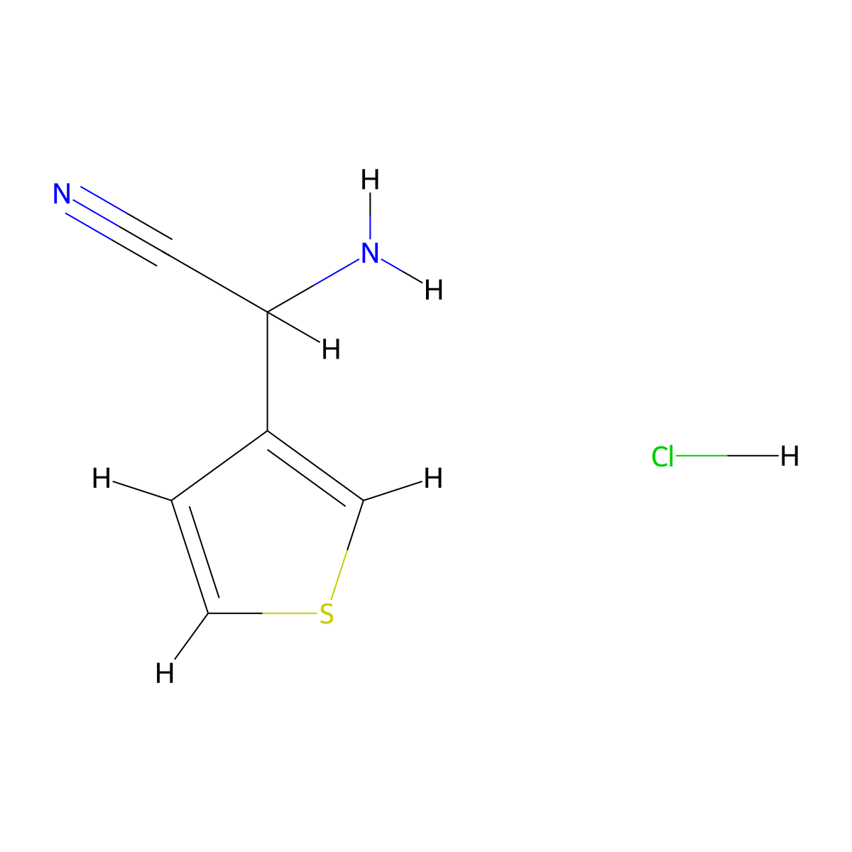 2-Amino-2-(thiophen-3-yl)acetonitrile hydrochloride molecular structure, CAS 127698-22-0