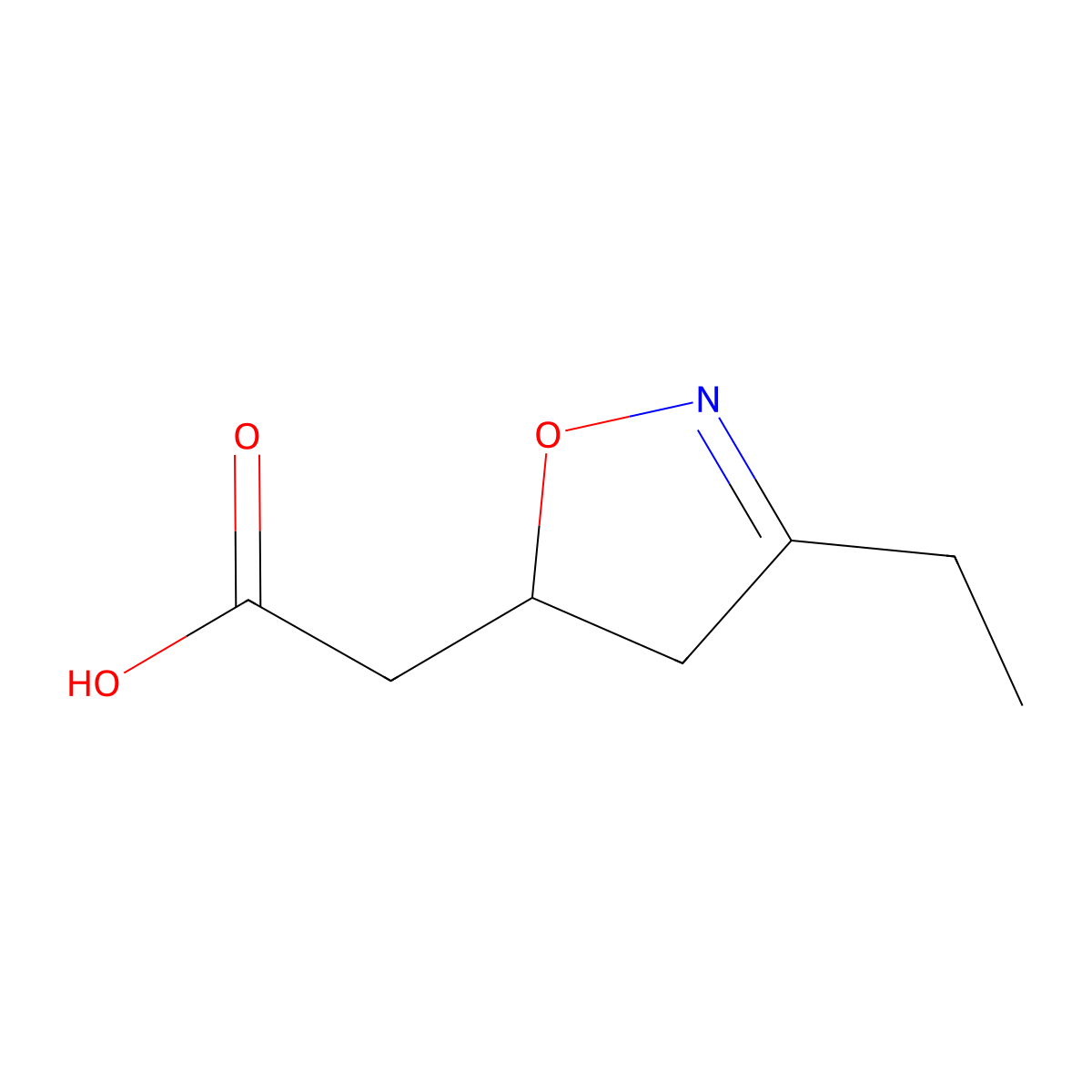2-(3-Ethyl-4,5-dihydro-1,2-oxazol-5-yl)acetic acid molecular structure, CAS 127700-78-1