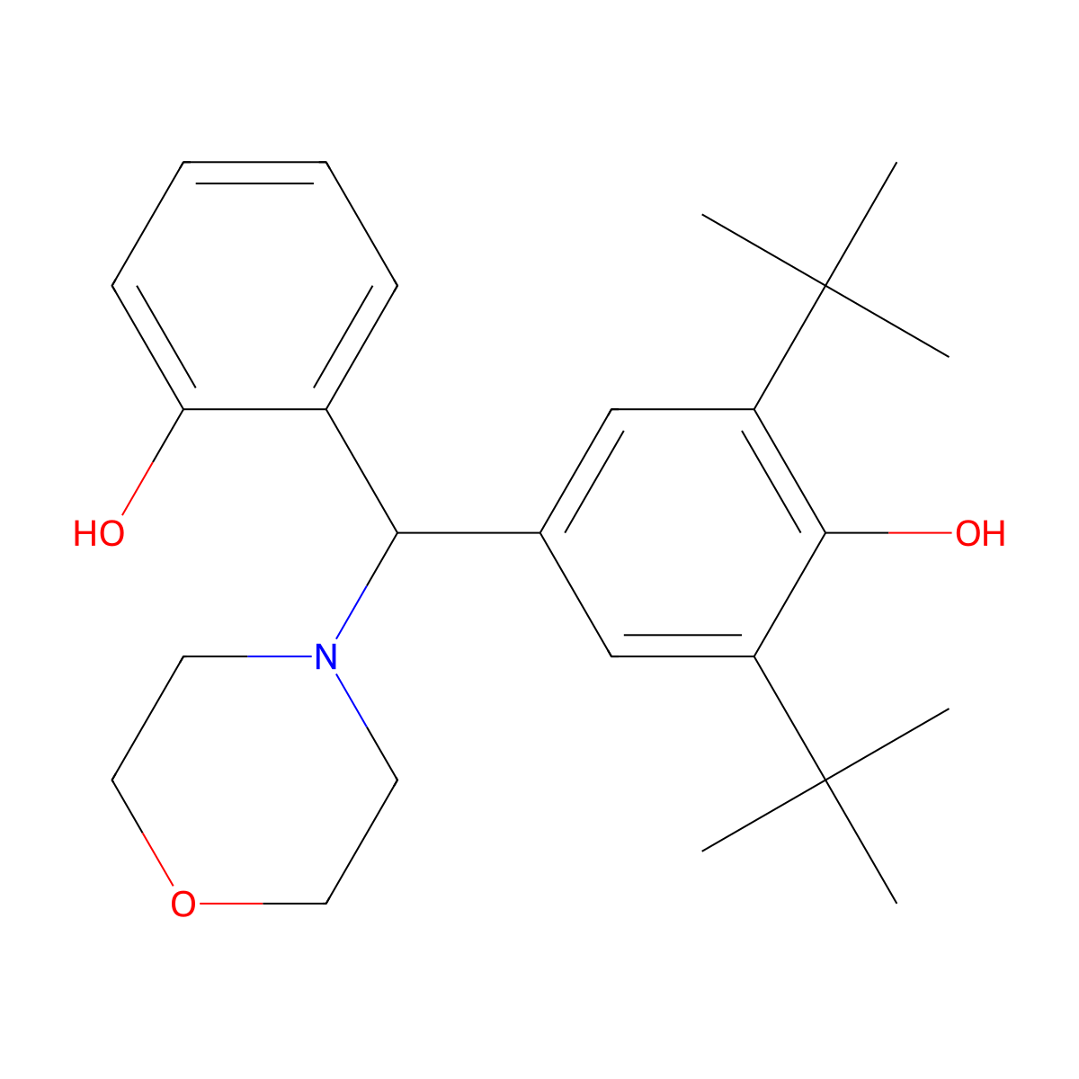 2,6-Ditert-butyl-4-[(2-hydroxyphenyl)-morpholin-4-ylmethyl]phenol molecular structure, CAS 127704-27-2