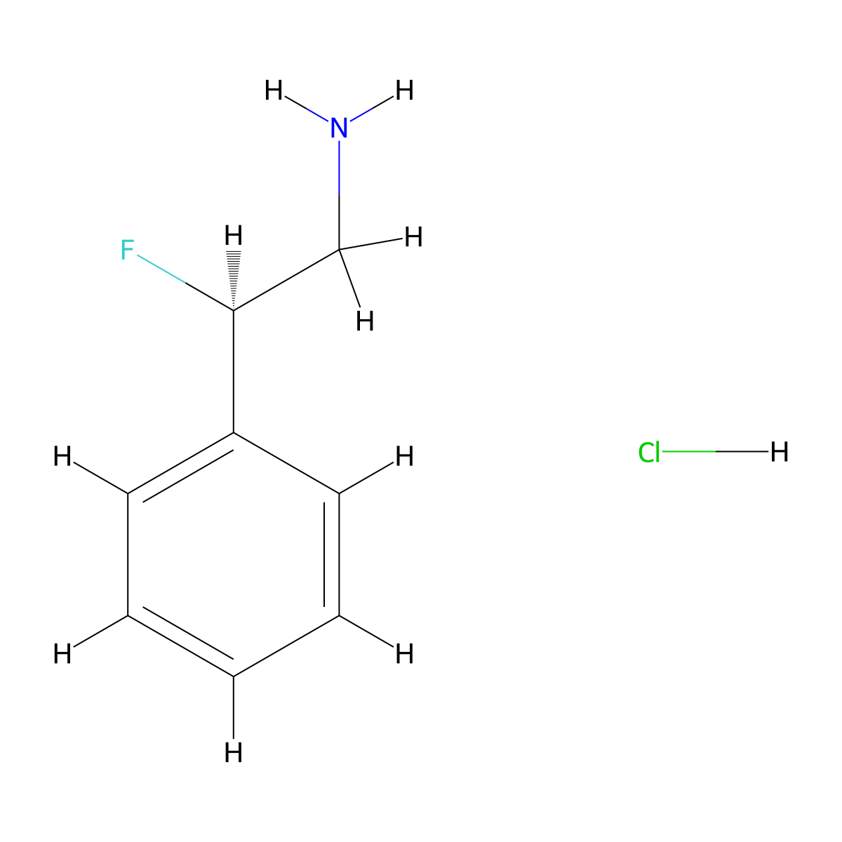 (2R)-2-fluoro-2-phenylethan-1-amine hydrochloride molecular structure, CAS 127708-38-7