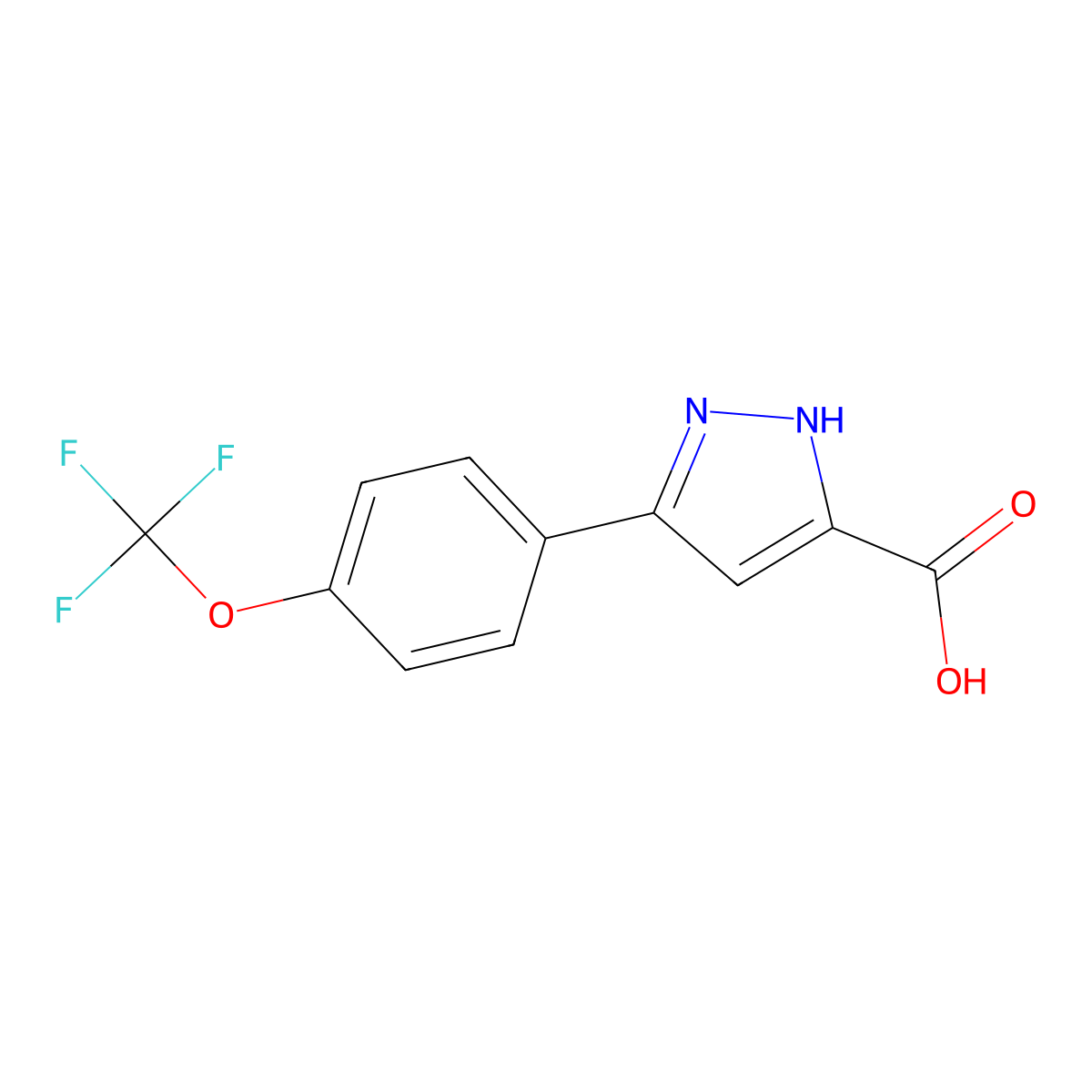 5-(4-(trifluoromethoxy)phenyl)-1H-pyrazole-3-carboxylic acid molecular structure, CAS 1277167-99-3