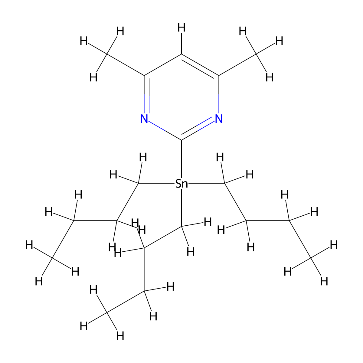 4,6-Dimethyl-2-(tributylstannyl)pyrimidine molecular structure, CAS 1277180-87-6