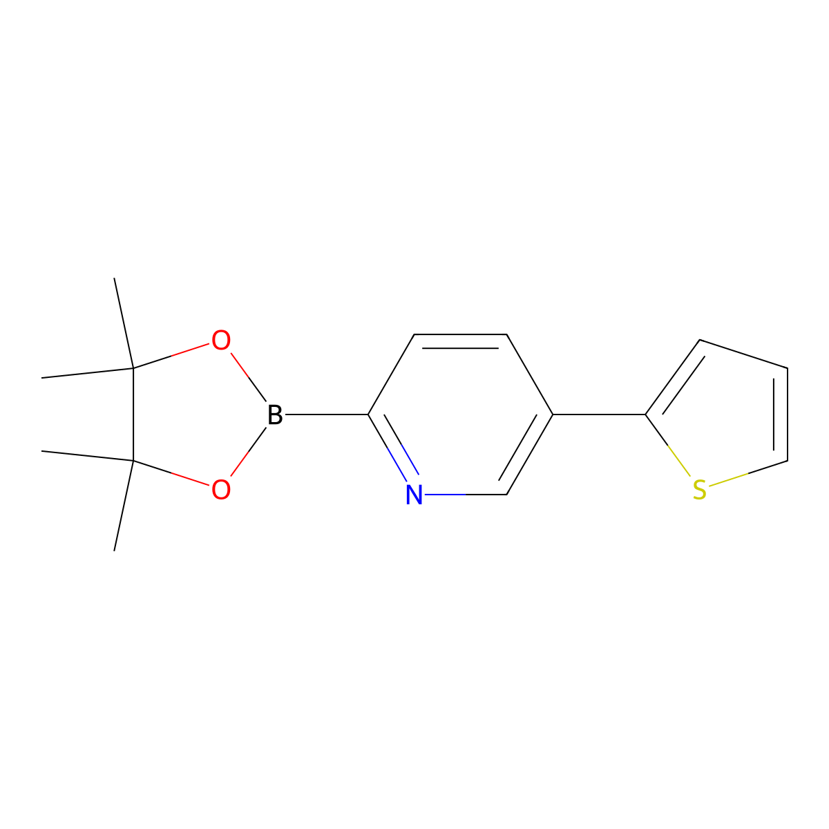 2-(4,4,5,5-Tetramethyl-1,3,2-dioxaborolan-2-YL)-5-(thiophen-2-YL)pyridine molecular structure, CAS 1277187-30-0