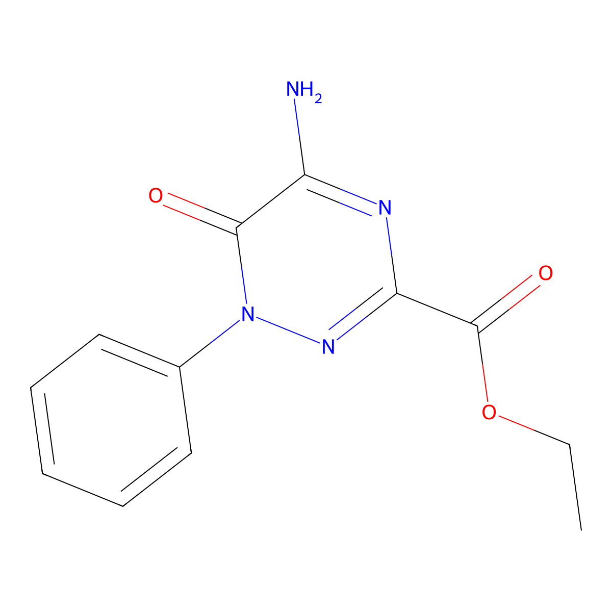 Ethyl 5-amino-6-oxo-1-phenyl-1,6-dihydro-1,2,4-triazine-3-carboxylate molecular structure, CAS 127720-99-4