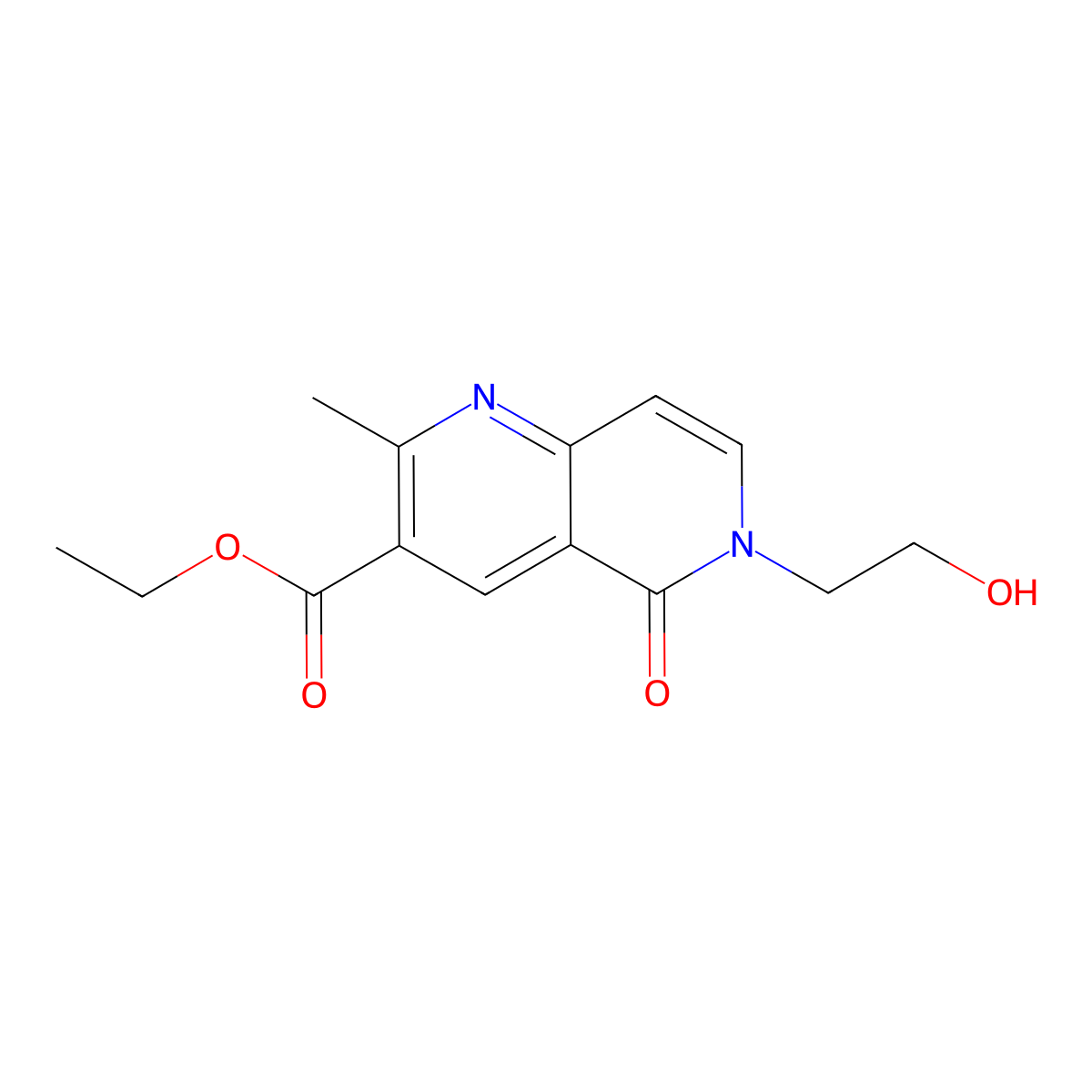 Ethyl 6-(2-hydroxyethyl)-2-methyl-5-oxo-5,6-dihydro[1,6]naphthyridine-3-carboxylate molecular structure, CAS 127749-89-7