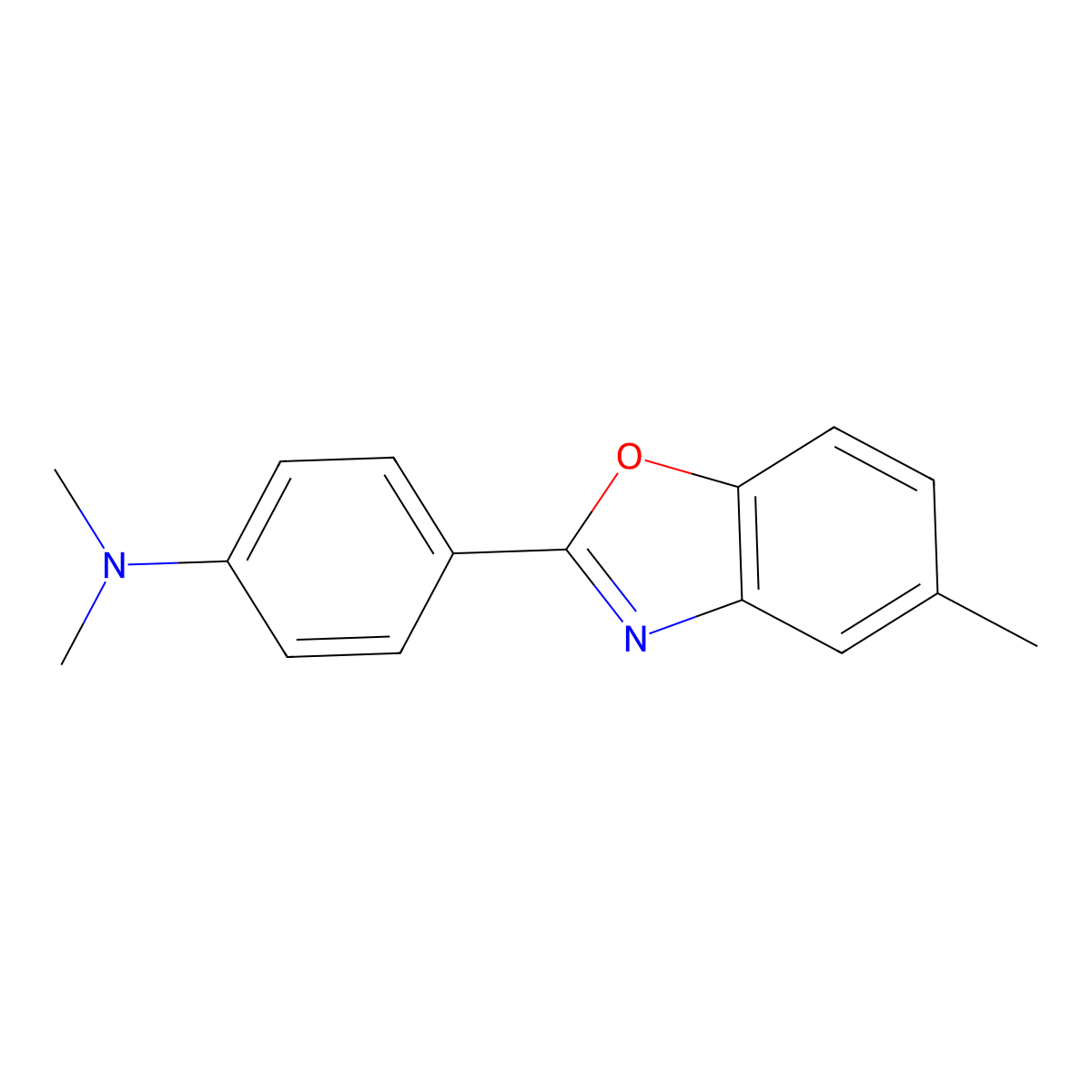N,N-Dimethyl-4-(5-methylbenzo[d]oxazol-2-yl)aniline molecular structure, CAS 127753-24-6