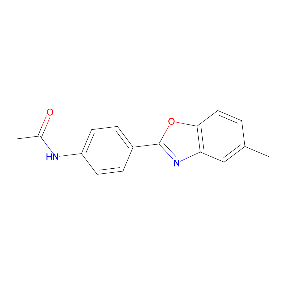 N-[4-(5-methyl-1,3-benzoxazol-2-yl)phenyl]acetamide molecular structure, CAS 127753-25-7
