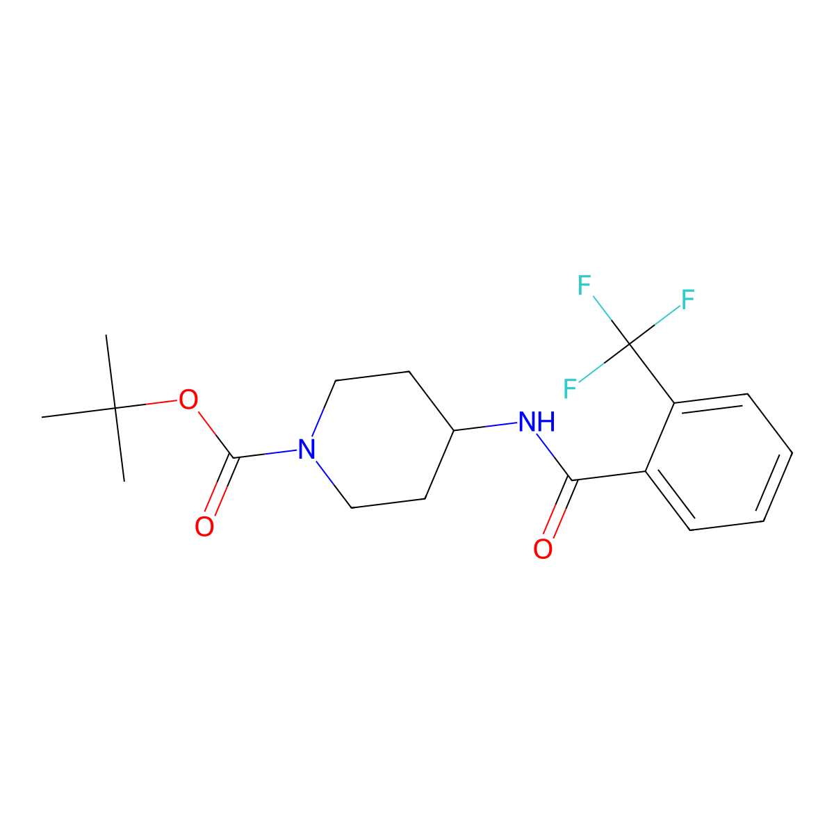 Tert-butyl 4-(2-(trifluoromethyl)benzamido)piperidine-1-carboxylate molecular structure, CAS 1277553-86-2