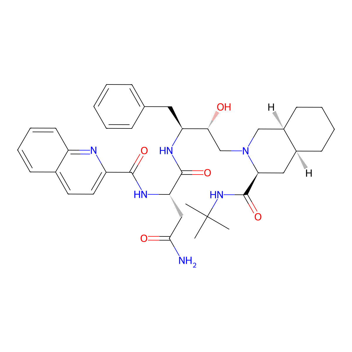 Saquinavir molecular structure, CAS 127779-20-8