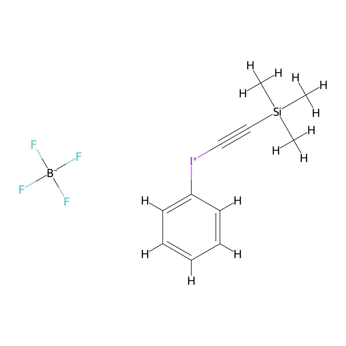 Trimethylsilylethynyl(phenyl)iodonium Tetrafluoroborate molecular structure, CAS 127783-36-2