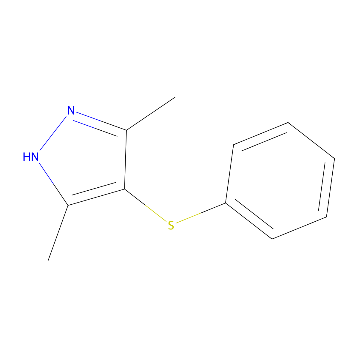 3,5-Dimethyl-4-phenylsulfanyl-1H-pyrazole molecular structure, CAS 127788-13-0