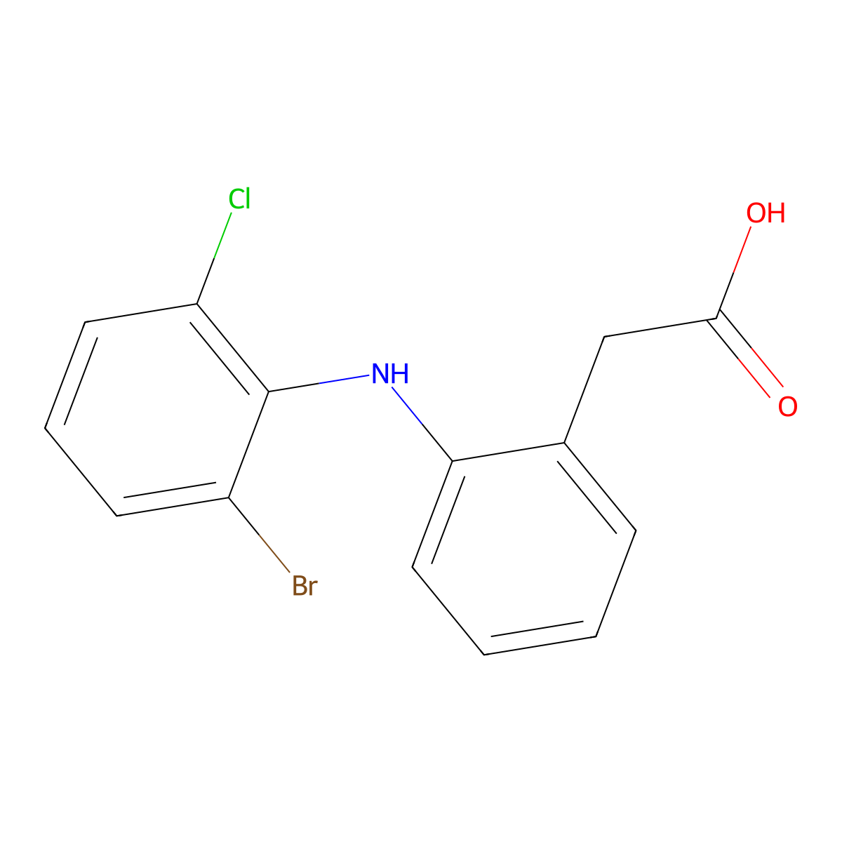 2-(2-((2-Bromo-6-chlorophenyl)amino)phenyl)acetic acid molecular structure, CAS 127792-23-8