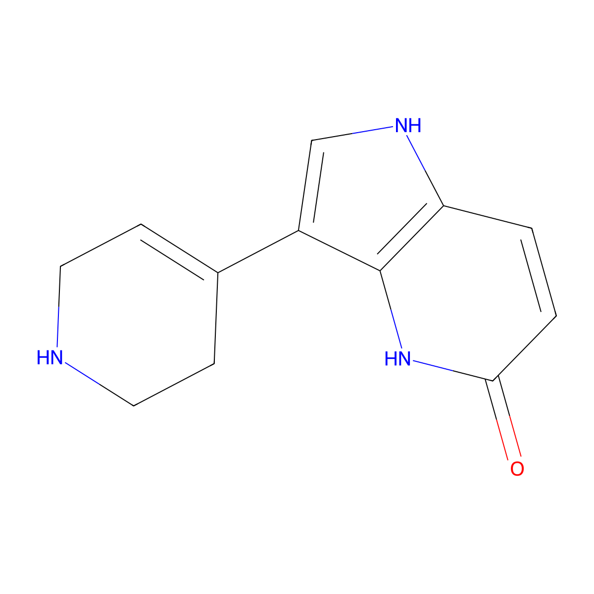 1,4-Dihydro-3-(1,2,3,6-tetrahydro-4-pyridinyl)-5H-pyrrolo(3,2-b)pyridin-5-one molecular structure, CAS 127792-75-0