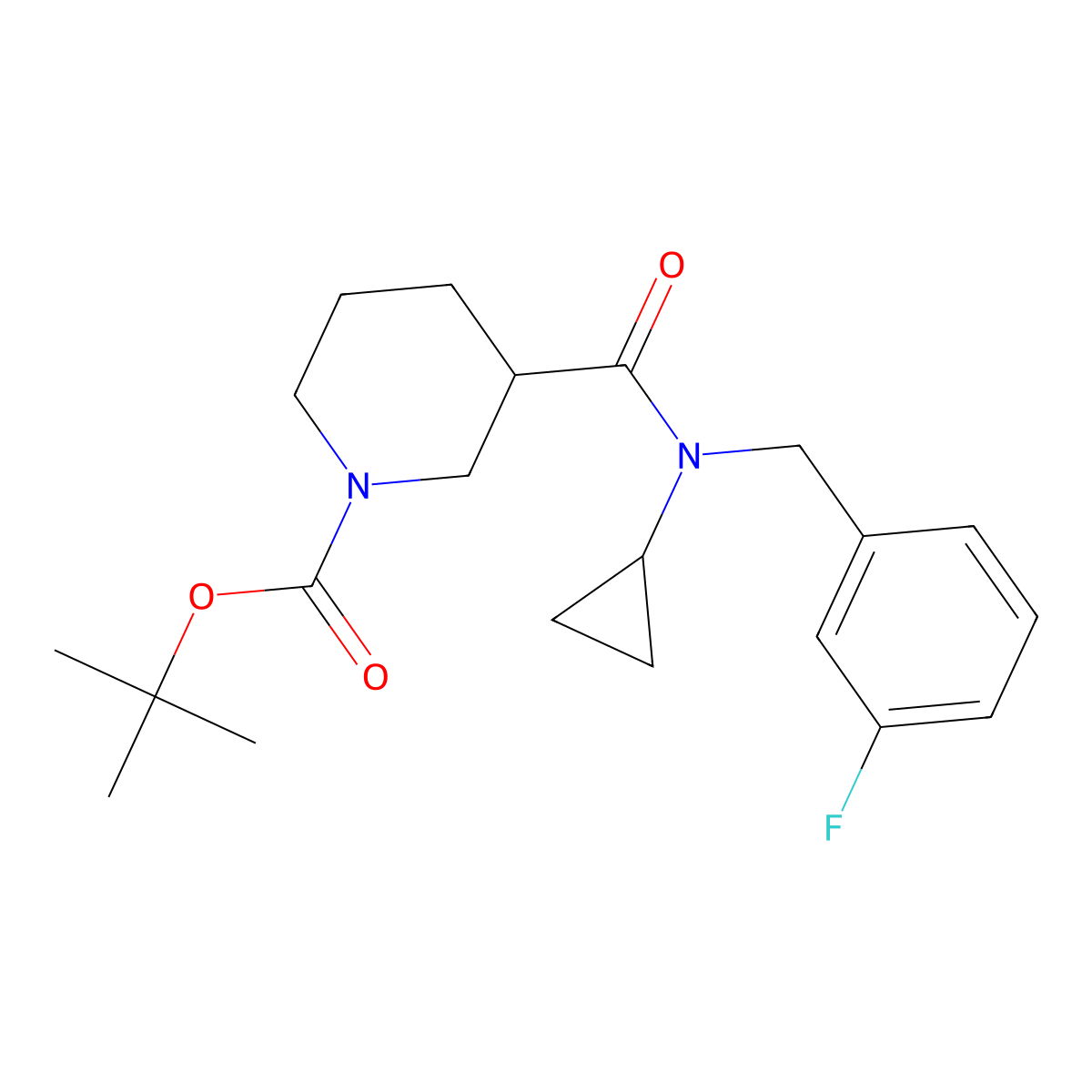 tert-Butyl 3-(cyclopropyl(3-fluorobenzyl)carbamoyl)piperidine-1-carboxylate molecular structure, CAS 1277958-70-9