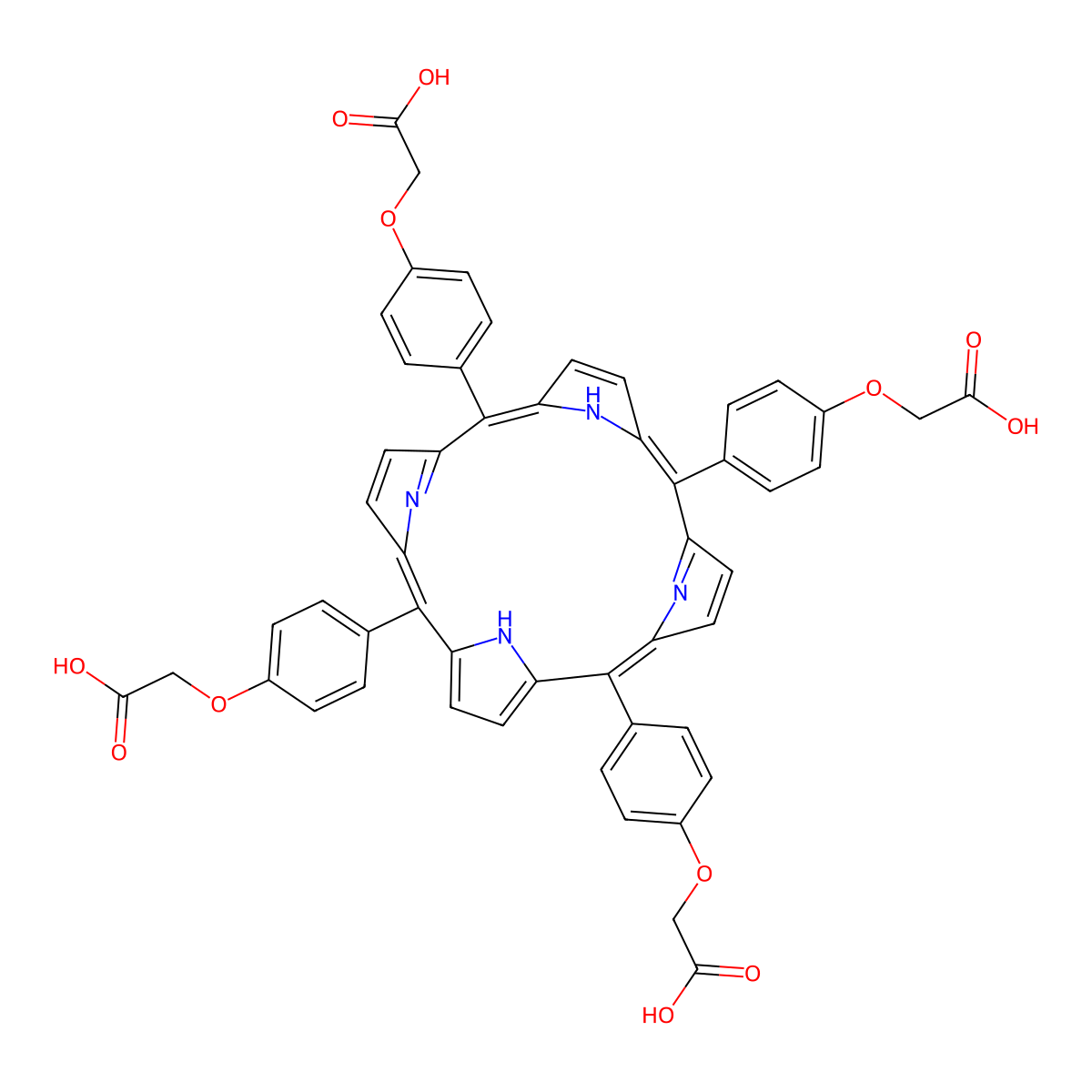 5,10,15,20-Tetrakis(4-carboxymethyloxyphenyl)-21H,23H-porphine molecular structure, CAS 127812-08-2