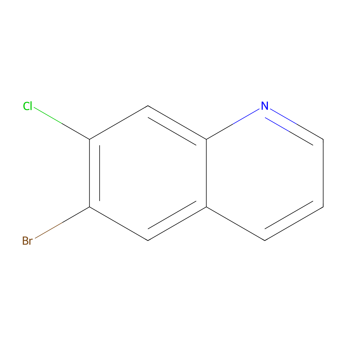 6-Bromo-7-chloroquinoline molecular structure, CAS 127827-54-7