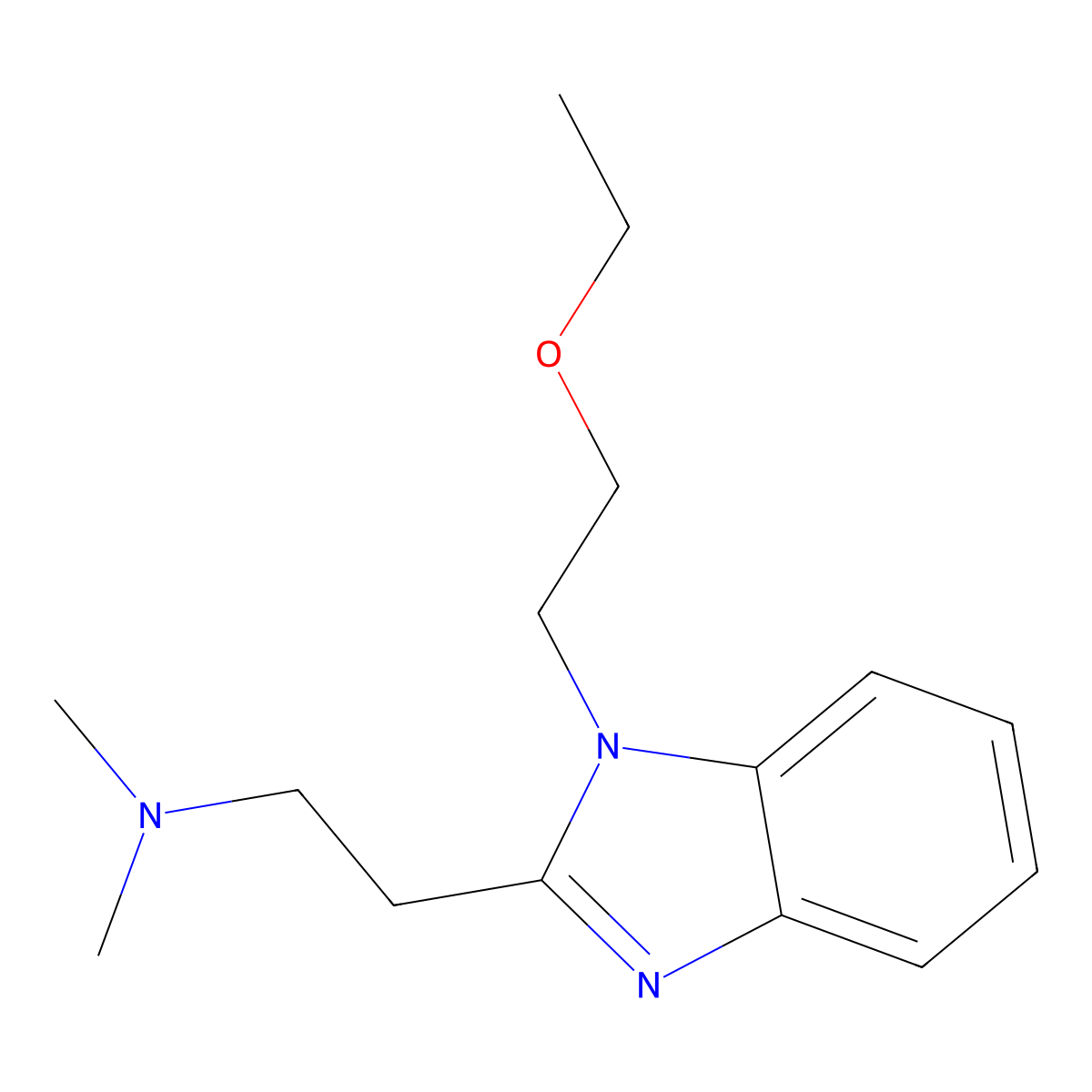 1H-Benzimidazole-2-ethanamine, 1-(2-ethoxyethyl)-N,N-dimethyl- molecular structure, CAS 127842-07-3