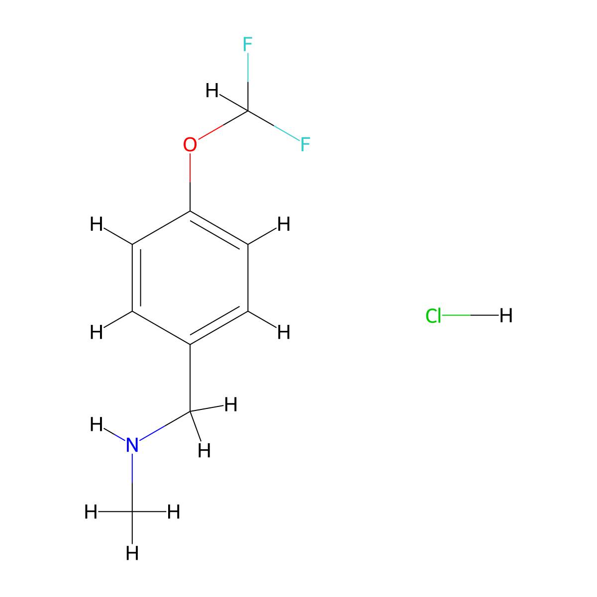 {[4-(Difluoromethoxy)phenyl]methyl}(methyl)amine hydrochloride molecular structure, CAS 127842-56-2