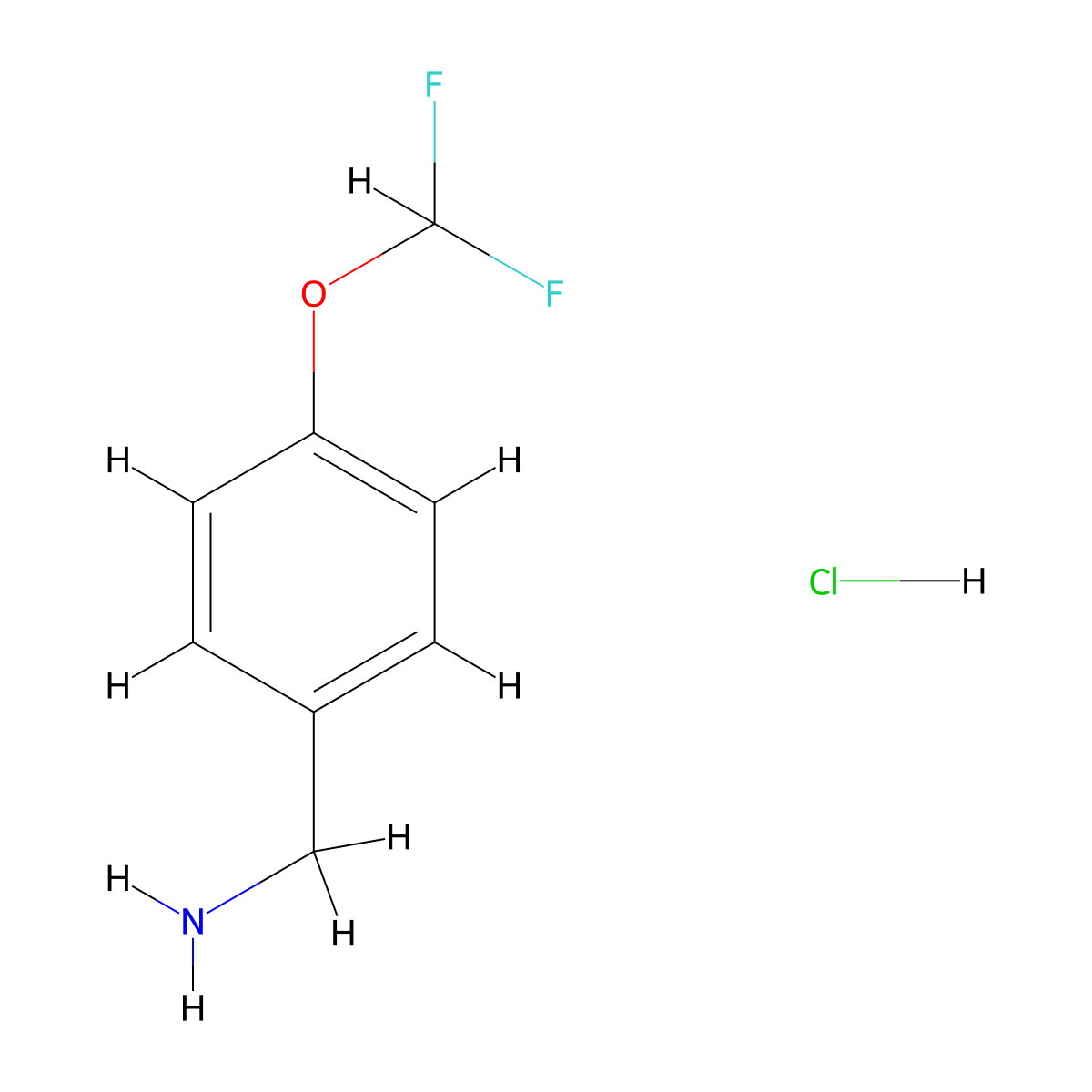 Benzenemethanamine, 4-(difluoromethoxy)-, hydrochloride molecular structure, CAS 127842-62-0