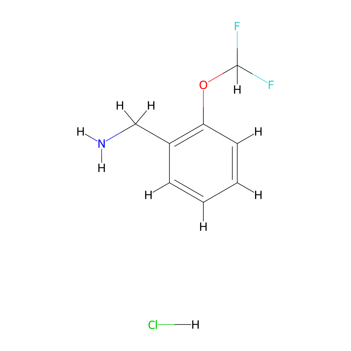 (2-(Difluoromethoxy)phenyl)methanamine hydrochloride molecular structure, CAS 127842-63-1