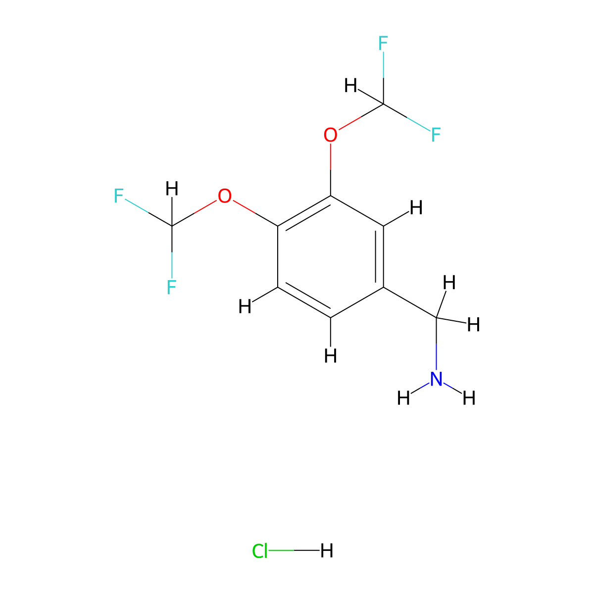 [3,4-Bis(difluoromethoxy)phenyl]methanamine hydrochloride molecular structure, CAS 127842-64-2
