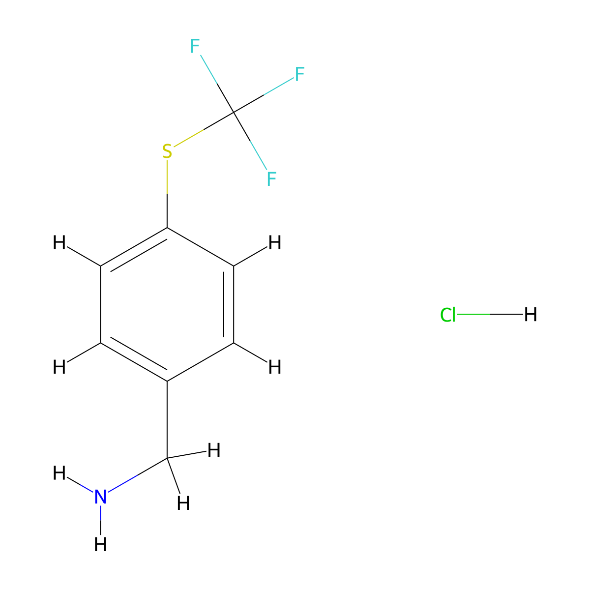 {4-[(Trifluoromethyl)sulfanyl]phenyl}methanamine hydrochloride molecular structure, CAS 127842-66-4