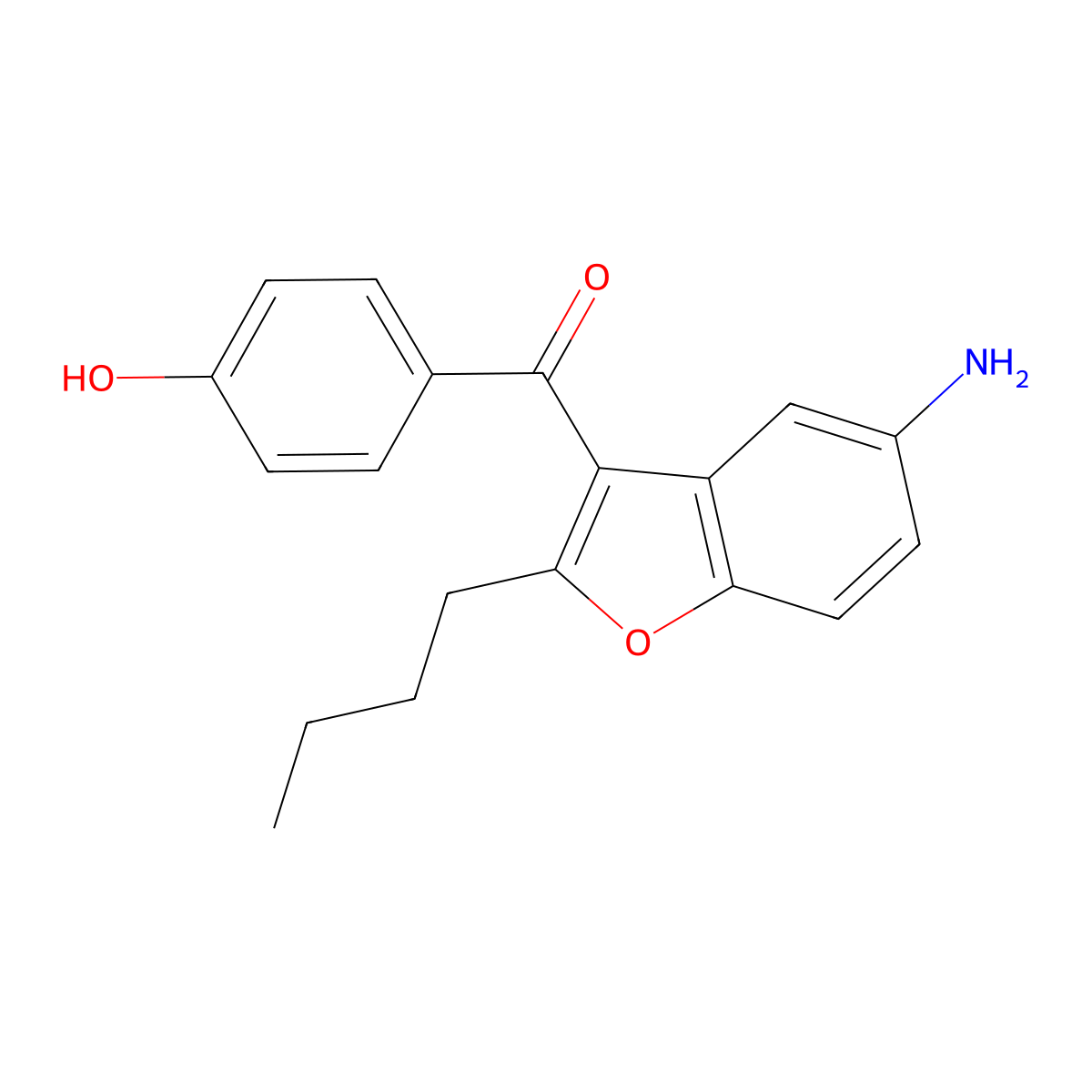 (5-aMino-2-butyl-1-benzofuran-3-yl)(4-hydroxyphenyl)Methanone molecular structure, CAS 1278585-68-4