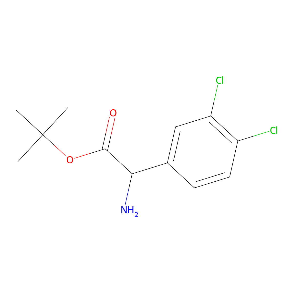 Tert-butyl 2-amino-2-(3,4-dichlorophenyl)acetate molecular structure, CAS 1278598-07-4