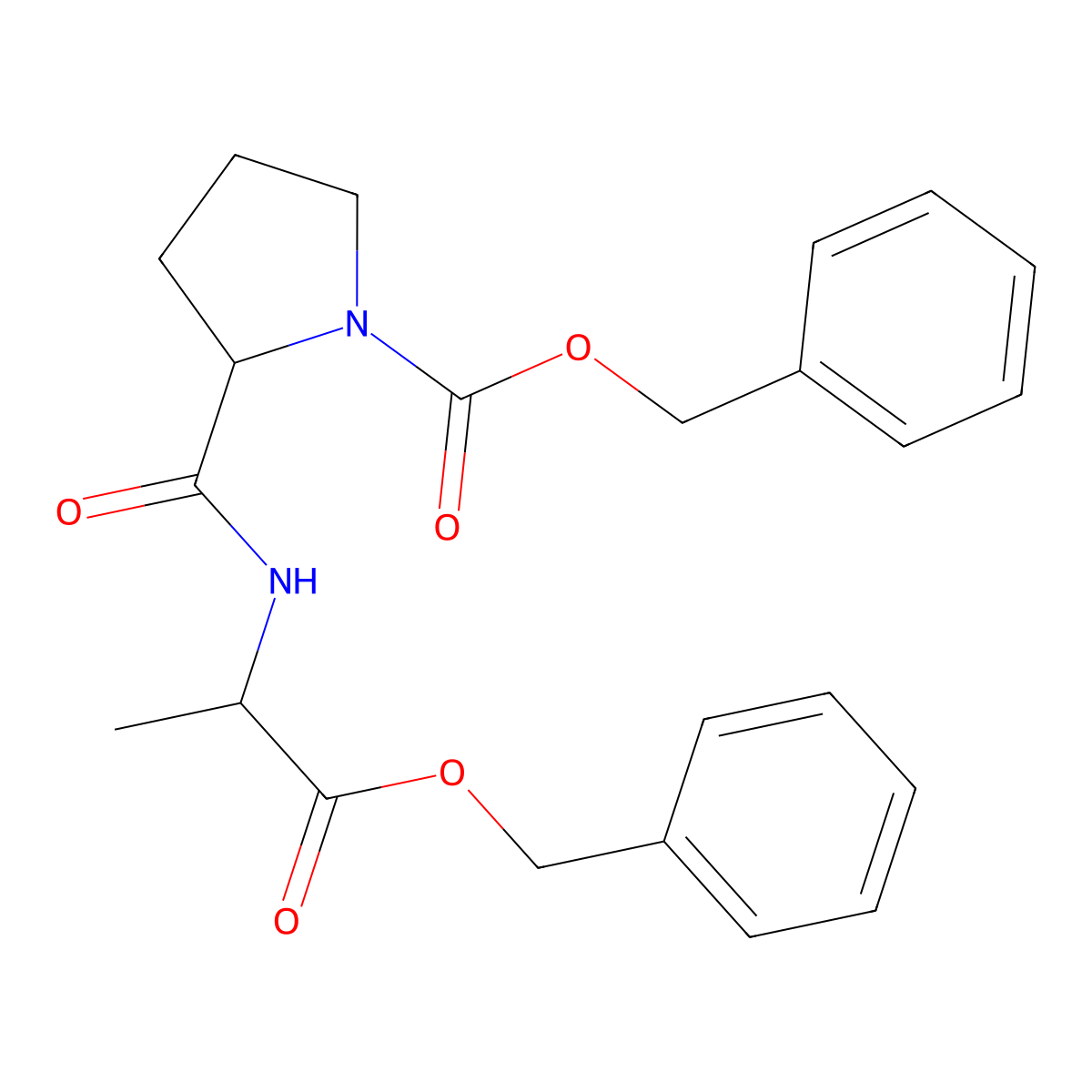 Carbobenzyloxyprolyl-L-alanine benzyl ester molecular structure, CAS 127861-60-3