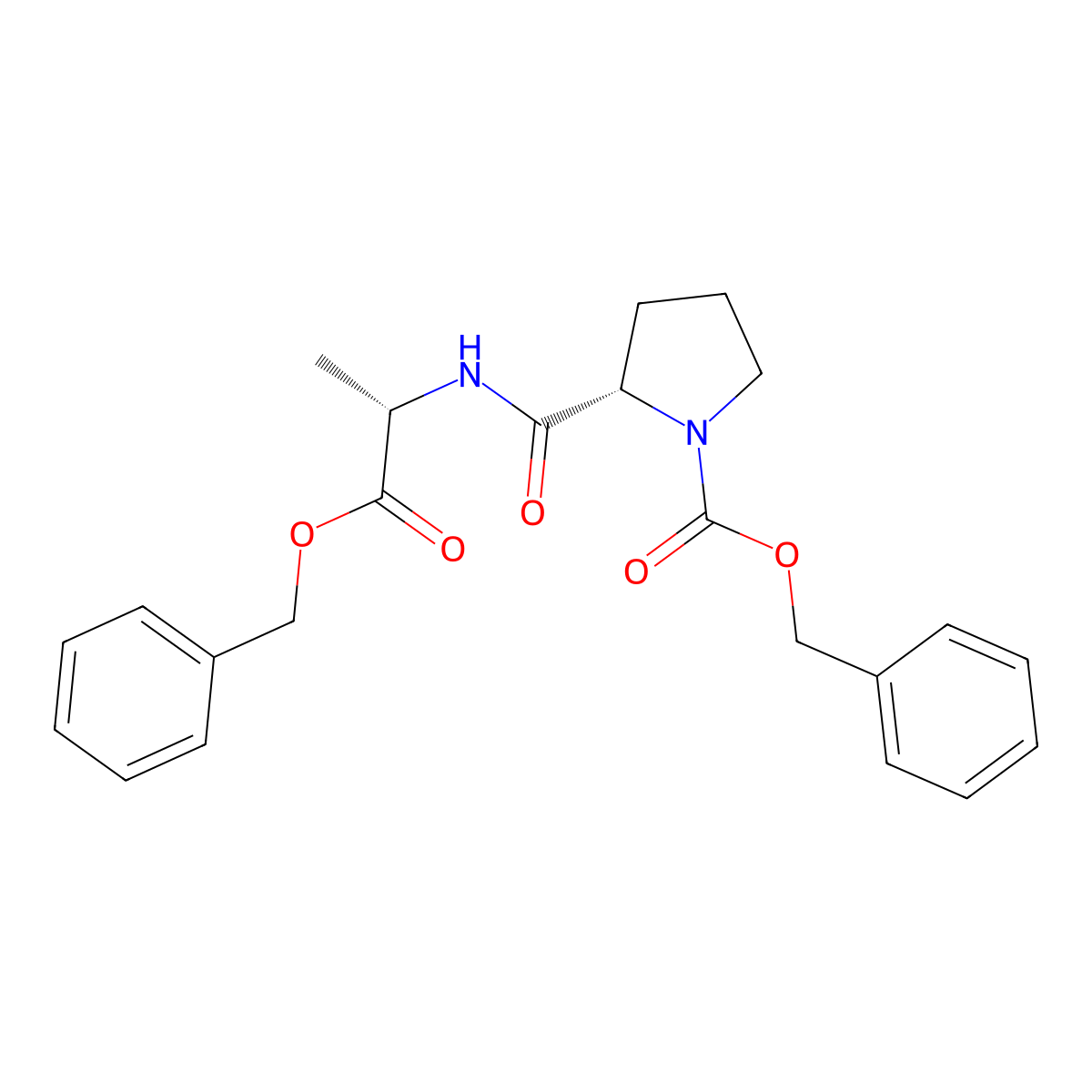 Carbobenzyloxyprolyl-L-alanine benzyl ester molecular structure, CAS 127861-60-3