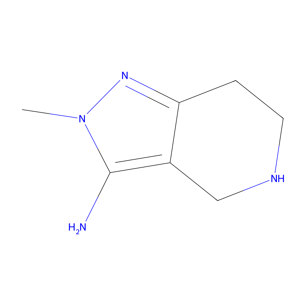 2-Methyl-2H,4H,5H,6H,7H-pyrazolo[4,3-c]pyridin-3-amine molecular structure, CAS 1278651-66-3